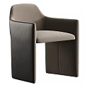 Modern Leisure Chair With Beige Fabric Seat And Black Leather Armrests