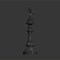 Elegant Vintage Decorative Furniture with Intricate Carved Pedestal and Floral Top