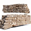 Old Stone Building Exterior Wall With Weathered Texture And Irregular Stones 3d model