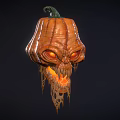Halloween Themed Decorative Light With Carved Pumpkin Head Glowing Eyes And Mouth