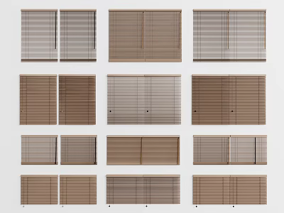 Various Styles Venetian Blinds In Neutral Tones For Home Window Decor 3d model