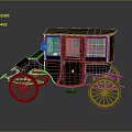 Vintage Wooden Carriage With Glass Windows And Classic Four Wheeled Design