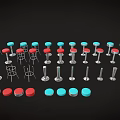Red Blue White Bar Stools With Metal Base For Kitchen Counter