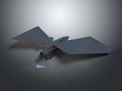 Futuristic Black Stealth Fighter Jet With Angular Wing Design And Concept Model 3d model