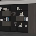 Modern Wooden Bookcase Interior With Open Shelves Books And Decorative Items