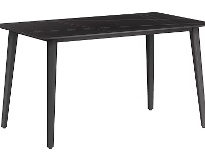 Modern Black Dining Table With Smooth Surface And Thin Sleek Legs Design 3d model