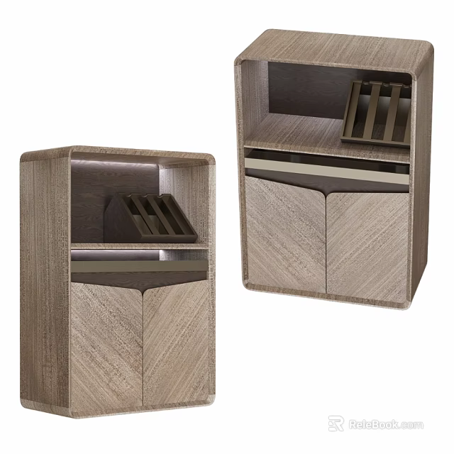 Modern Wooden Table and Chair Set With Storage Shelves And Cabinet Design 3d model 