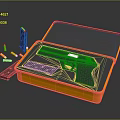 Handgun In Orange Case With Magazines And Bullets On Black Surface