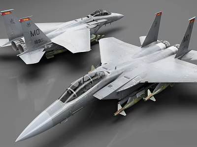 Two Modern Silver Gray Military Fighter Jets With German Flag And Weapon Mounts 3d model