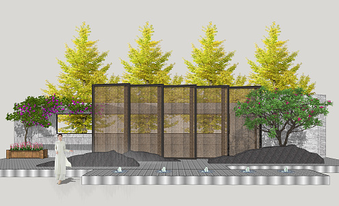 New Chinese style landscape wall 3d model