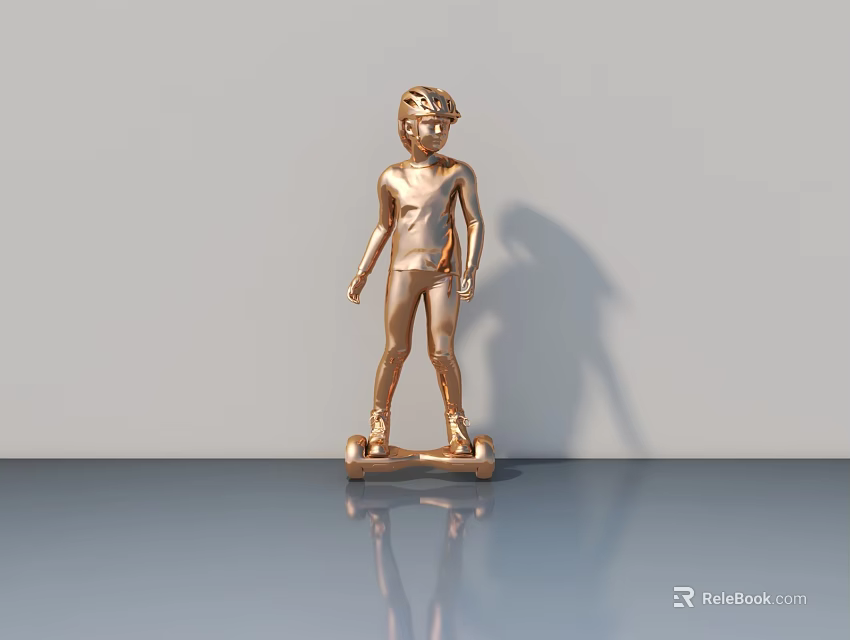 Modern Golden Swing Door Design With Gray Wall And Reflection Surface 3d model