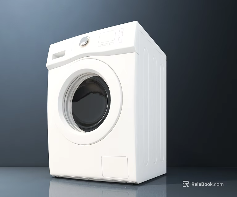 White Front Loading Washing Machine With Digital Control Panel And Modern Design 3d model 