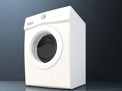 White Front Loading Washing Machine With Digital Control Panel And Modern Design 3d model