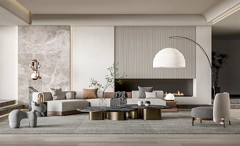 Quiet living room living room sofa tea table combination 3d model