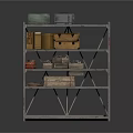 Rustic Wooden Shelf Display With Vintage Storage Boxes And Decorative Crates
