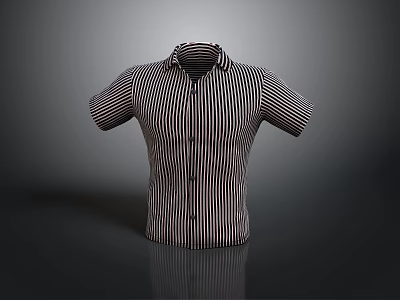 Stylish Striped Short Sleeve Shirt With Classic Collar For Daily Use 3d model