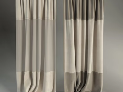 Modern Layered Gray Curtains With Soft Fabric Draped Design For Home 3d model