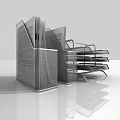 Transparent Office Supplies With Wastebasket File Holder Pen Stand And Alarm Clock