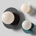 Modern Wall Lamps with White Globe Shades and Black White Green Bases Contemporary Design