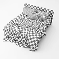 Double Bed Bedding Showcase With Neutral Tones Pillows And Various Styles 3d model