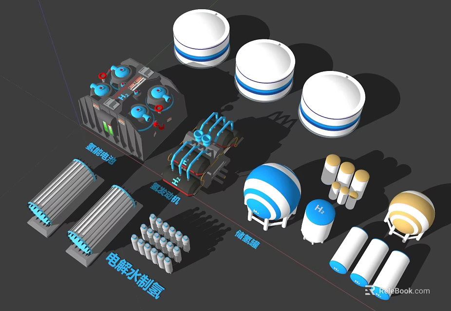 Industrial Equipment Featuring Water Storage Tanks Piping Systems And Control Cabinets 3d model 