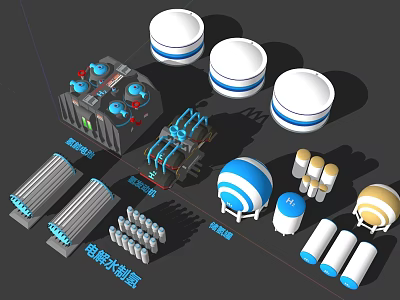 Industrial Equipment Featuring Water Storage Tanks Piping Systems And Control Cabinets 3d model