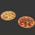 Delicious Freshly Baked Pizzas With Cheesy Ham And Pepperoni Toppings On Golden Crust