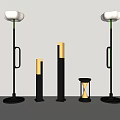 Modern Outdoor Floor And Column Lights With Black Green White Design And Glass Shade