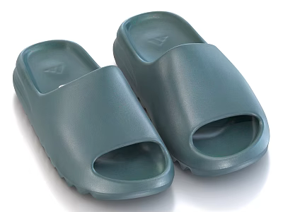 Green Open Toe Slippers with Plastic Material Comfortable Slip Resistant Design 3d model