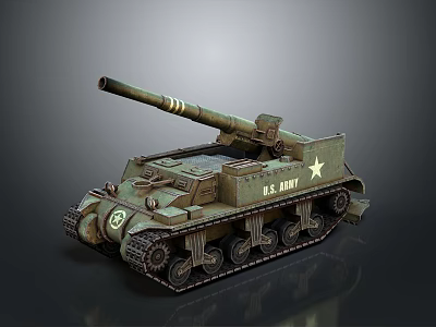 U.S. Army Military Tank With Long Barrel Track And Star Emblem Design 3d model