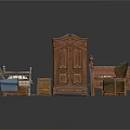Vintage Bedroom Furniture Collection With Bed Wardrobe Sofa Chair And Rug