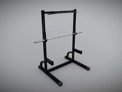 Sturdy Black Squat Rack with Barbell for Home Gym Training Equipment 3d model