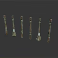 Wooden Architectural Decorative Columns With Different Designs And Carved Textures Arranged On White Background