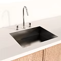 Modern Kitchen Faucet With Stainless Steel Sink On White Countertop And Light Wood Cabinets