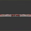 Modern Red Train With Silver Accents And Multiple Carriages In Sleek Design On Reflective Surface 3d model