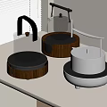 Elegant Modern Kitchen Appliances With Wooden Bases Glass Tops And White Finish