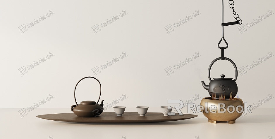 Modern tea set ornaments combination model