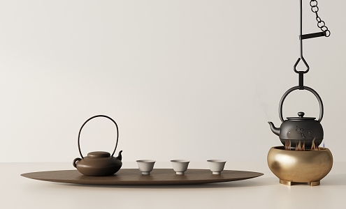 Modern tea set ornaments combination 3d model