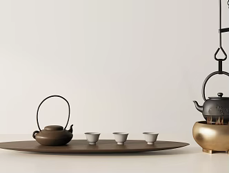 Modern tea set ornaments combination 3d model