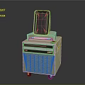 Vintage Electronic Device With Green Screen Maze Display And Beige Cabinet