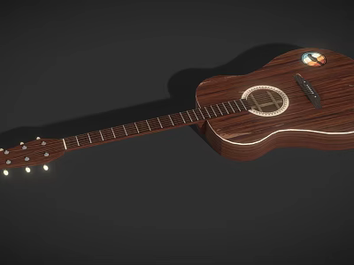 Handmade Wooden Acoustic Guitar Musical Instrument With Artistic Supplies Details 3d model