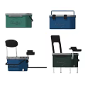 Portable Travel Coolers With Chair Cup Holder Green Blue Color Design