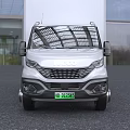 IVECO White Commercial Box Truck With Cab And Cargo Box Front View