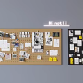 Minotli Photo Wall with Two Colored Boards Pinned Notes and 3d model