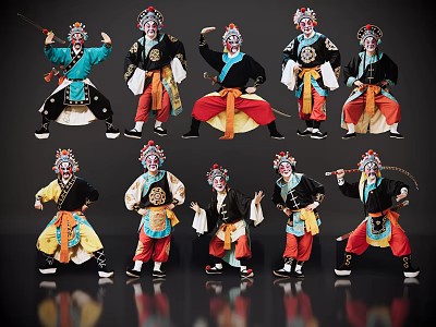 2D Peking Opera Characters Sheng Dan Jing Mo Ugly Horn Wu Chou Drama Characters Local Drama 3d model