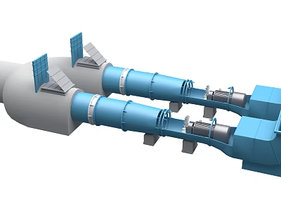 Industrial Machinery Equipment With Blue Drum Motor And Metal Support Frame Structure 3d model