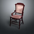Vintage Wooden Chair With Dark Red Frame And Light Pink Upholstered Seat Classic Furniture Piece