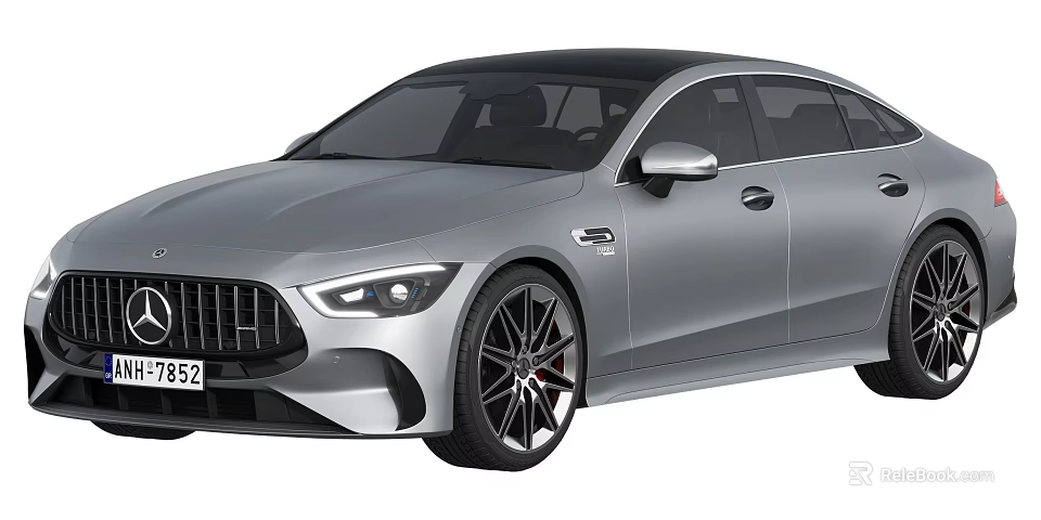 Sleek Silver Sporty Car Design With AMG Styling Black Alloy Wheels And Streamlined Body 3d model 