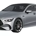 Sleek Silver Sporty Car Design With AMG Styling Black Alloy Wheels And Streamlined Body