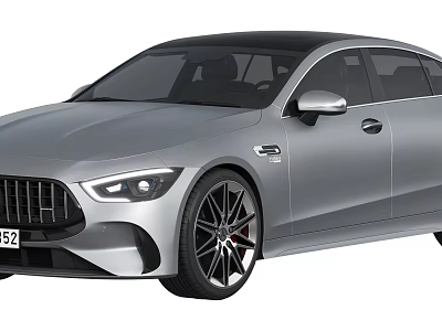 Sleek Silver Sporty Car Design With AMG Styling Black Alloy Wheels And Streamlined Body 3d model